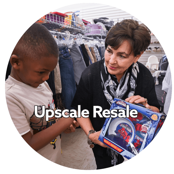 circular images Upscale Resale Upscale Resale image of manager with child