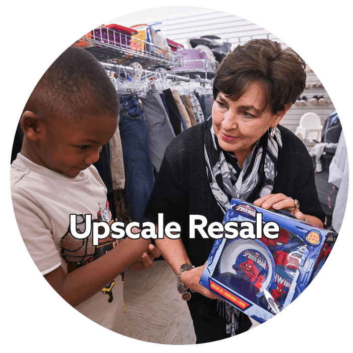 Upscale Resale image of manager with child