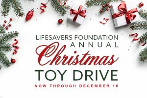 Christmas toy drive image with text