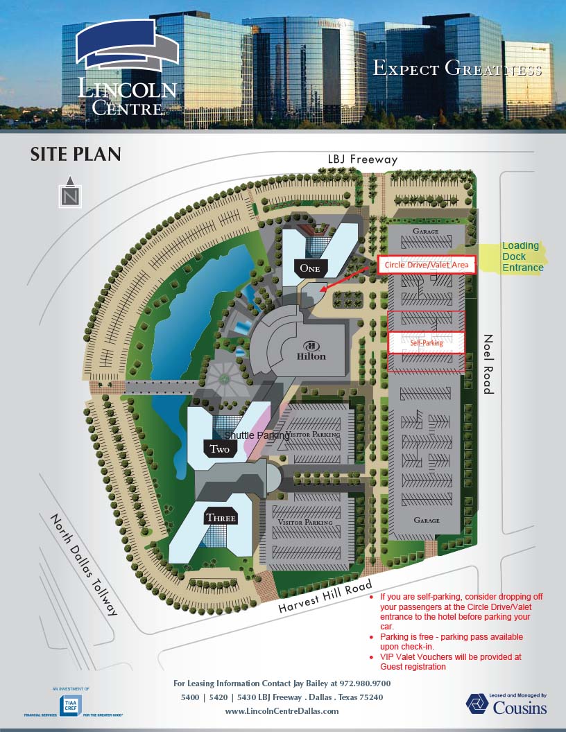 Hilton Dallas Lincoln Centre Parking map