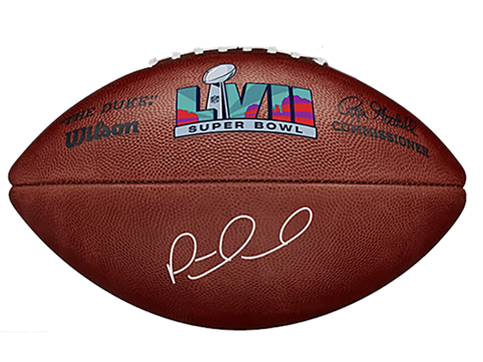 Patrick Mahomes autographed SuperBowl ball LVII 700x525