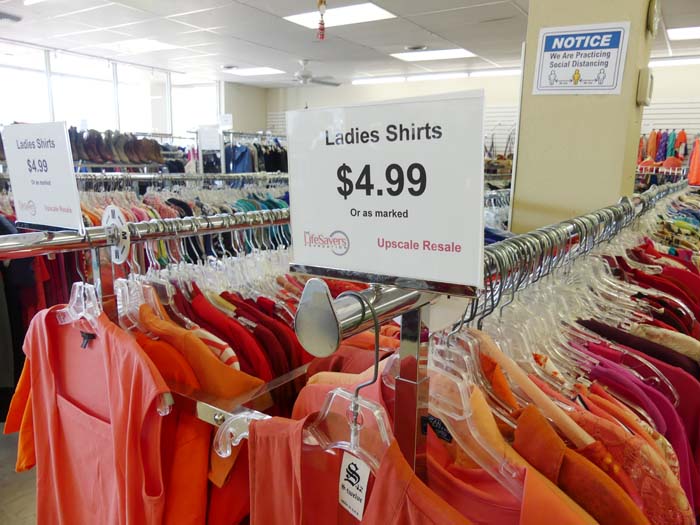 ladies shirts at Upscale Resale thrift store