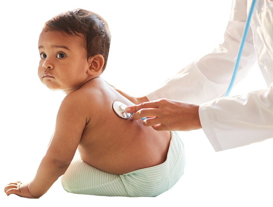 baby on doctors table