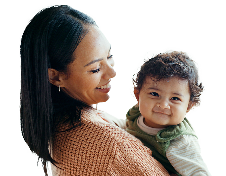 young mother holding baby